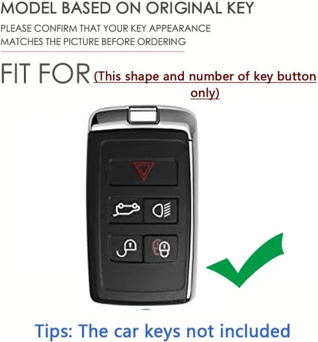 Vista 2 de SANRILY Funda de piel auténtica hecha a mano para llavero Land Rover 2021 2020 Range Evoque Sport y Jaguar Key Fob sin llave completa con llavero