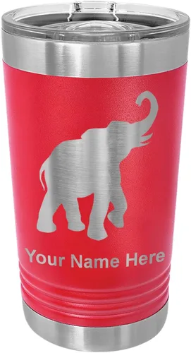 Vista 12 de LaserGram Vaso de pinta aislado al vacío de 16 onzas, elefante indio, grabado personalizado incluido (negro) Engraved Gift, Vacuum Insulated