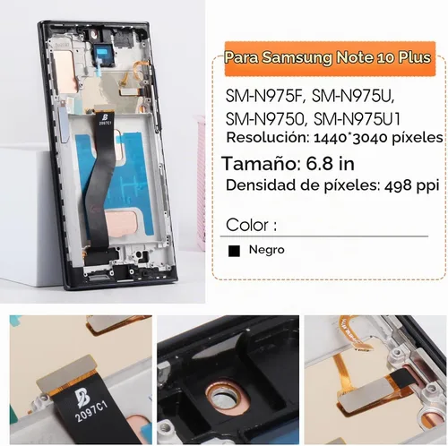 Vista 2 de Incell - Pantalla de repuesto para Samsung Galaxy Note 10 Plus para Samsung Note 10+, pantalla LCD SM-N975U, piezas de reparación con marco
