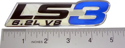 Vista 2 de Paquete de 2 emblemas de motor Yoaoo Chrome OEM LS3 de 6.2L V8, compatibles con un par, color azul cromado