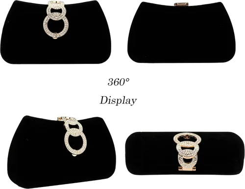 Vista 2 de Bolsos de mano para mujer, bolso de noche de moda, bolso de mano dorado, pequeño bolso cruzado con cadena desmontable para fiestaboda