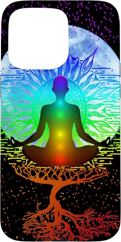 Vista 31 de Funda para iPhone 17 con diseño de árbol de la vida con diseño de luna y meditación