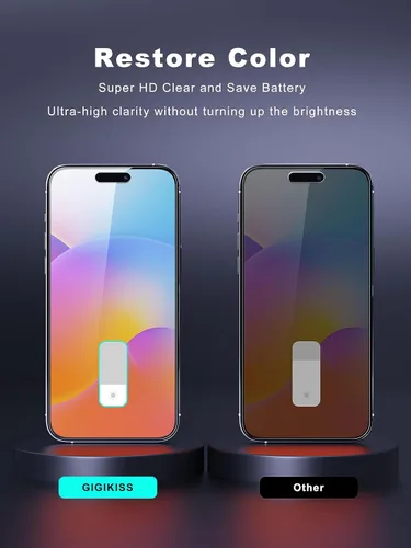 Vista 6 de GIGIKISS Protector de pantalla de privacidad compatible con iPhone 15 Plus de 6.7 pulgadas, protector de pantalla de vidrio templado HD antiespía