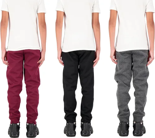Vista 4 de Hind Boys - Paquete de 3 pantalones deportivos de vellón y tricot, con bolsillos para atletismo y atuendo casual.