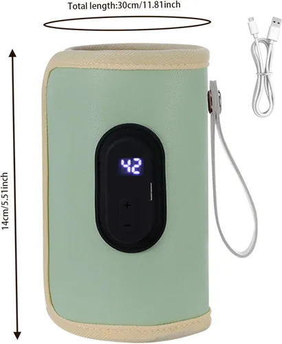 Vista 3 de Calentador de biberones portátil de 18 W, calentador de biberones de calentamiento rápido, temperatura ajustable, USB, calentador de biberones