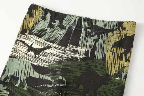 Vista 4 de Pijamas para niños, dinosaurio, cohete, espacio, 4 piezas, conjunto de ropa de dormir de 2 a 12 años