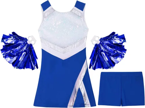Vista 4 de Conjunto de 3 piezas sin mangas para niñas y niñas, uniforme de equipo con pantalones cortos de atletismo, bolas de flores