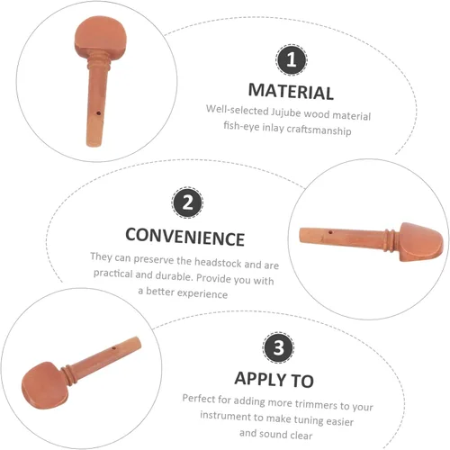 Vista 7 de Toyvian 12pcs Jujube Violin Tuning Pegs Lightweight String Instrument Accessories for Violin Players
