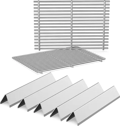 Vista 24 de QuliMetal 44.5 cm SUS304 Barras Aromatizadoras y Deflectores de Calor para Parrillas Weber Genesis 300 Series, Compatibles con Genesis E310 E320