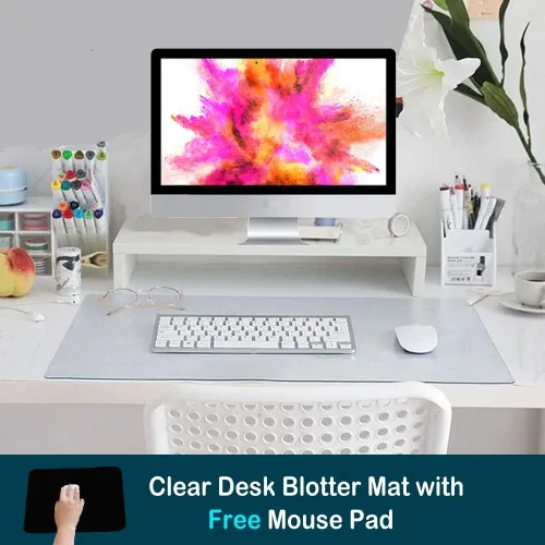 Vista 6 de Alfombrilla transparente para escritorio, oficina, hogar, mesa, protector de vinilo, portátil, teclado de escritorio, plástico, lavable