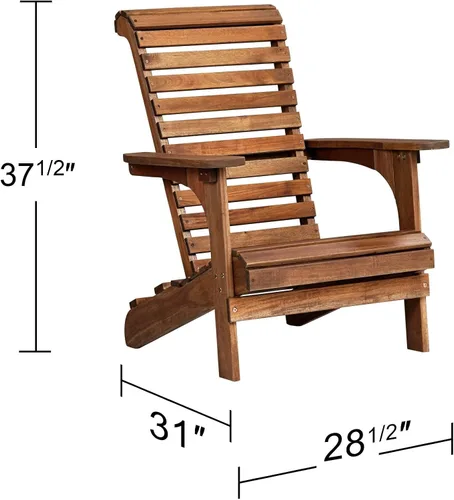 Vista 2 de Teal Island Designs Kenneth - Juego de 2 sillas Adirondack de madera natural