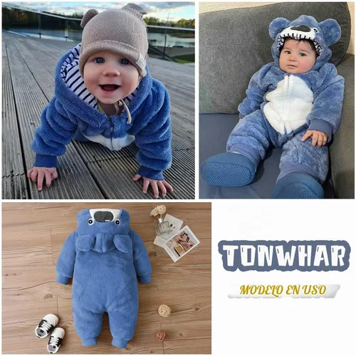 Vista 4 de TONWHAR - Disfraz unisex de animal para bebé y niño pequeño, con capucha, mameluco para invierno, conjunto de disfraz Azul (blue koala)