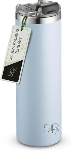 Vista 13 de SipX™ Vaso aislado delgado de 18 onzas con tapa y pajilla, acero inoxidable aislado al vacío, a prueba de fugas, apto para portavasos - Perfecto