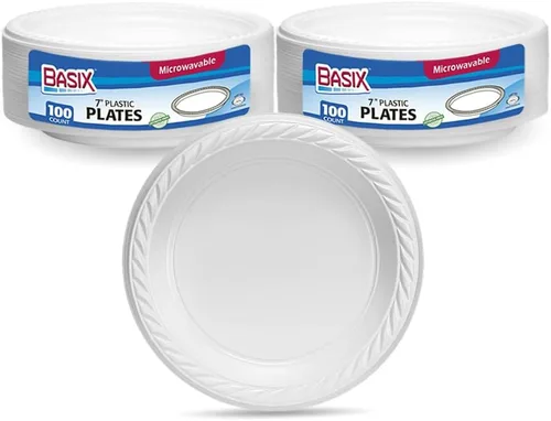 Vista 6 de Basix [100 unidades] Cuencos desechables de plástico blanco de 5 onzas para postre, aptos para microondas, ideales para la escuela, comida