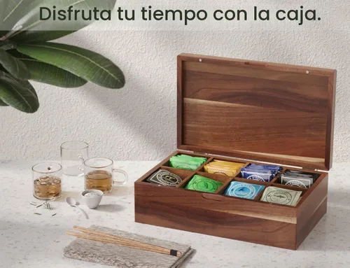 Vista 6 de Caja de almacenamiento de madera de acacia con 8 compartimentos