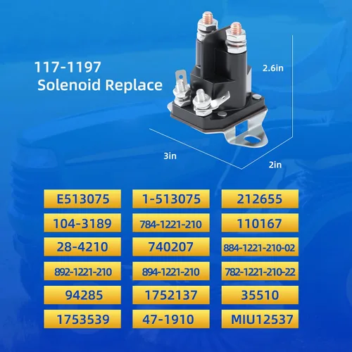 Vista 3 de 117-1197 784-1221-210 Solenoide de arranque compatible con cortacésped Exmark Lawn Boy Toro Z 1-513075 104-3189 117-1197 212655 28-4210 47-1910, 12V