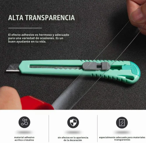 Vista 4 de VERSAF Cinta de Doble Cara Resistente - 1,27 cm x 3 m de Acrílico, Cinta Adhesiva Fuerte Extraíble de Doble Cara para Montaje, Transparente