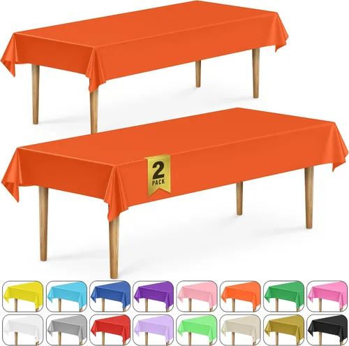 Vista 29 de DecorRack 2 Manteles rectangulares de plástico libres de BPA, 54 x 108 pulgadas, mantel de mesa para comedor, mantel rectangular para fiestas