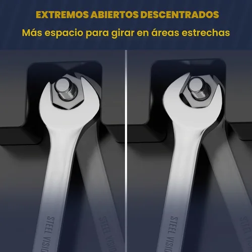 Vista 4 de Steel Vision Tools - Juego de llaves combinadas métricas de 10 piezas (10, 11, 12, 13, 14, 15, 16, 17, 18 y 0.748 in) - Extremo de caja de precisión
