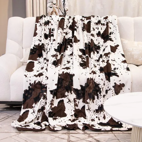 Vista 5 de Manta de vaca para niños de 40 x 50 pulgadas, ropa de cama de forro polar ultrasuave para niños y niñas, manta ligera para cochecito de bebé, bonita