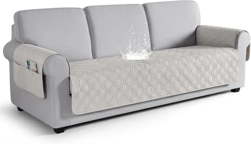 Vista 43 de VANSOFY Funda para Sofá, Fundas de Sofá Impermeables Lavables Forro Protector de Muebles Fundas de Asiento de Sofá Antideslizantes para Perros, Negro