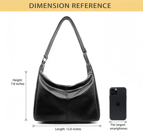 Vista 5 de Bolsos Hobo holgados para mujer, de cuero vegano, bolso de hombro marrón para uso diario, bolso cruzado diario