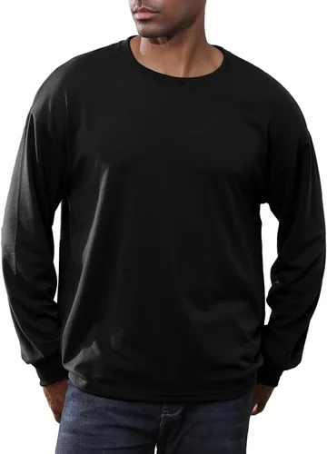 Vista 3 de Opomelo Men's Fashion Loose Fit T-Shirt Crew Neck Workout T Shirt Athletic Lightweight Long Sleeve Shirt
