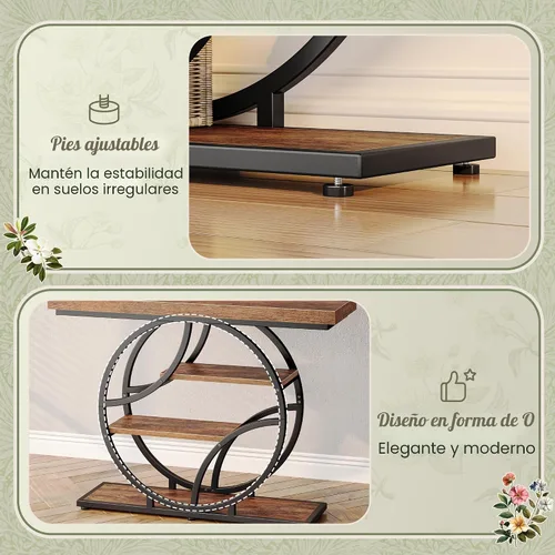 Vista 7 de Huuger Mesa de entrada de 41.3 pulgadas, mesa de sofá industrial con consola y almacenamiento, mesa de acento con estantes, para entrada, pasillo