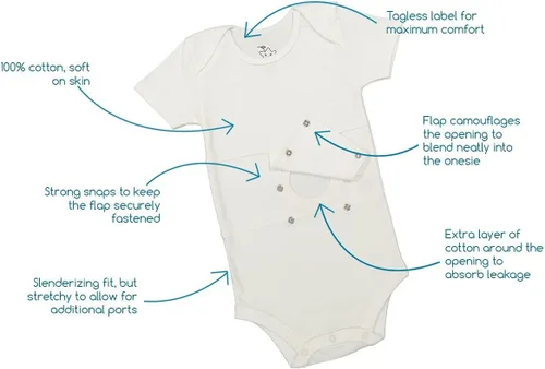 Vista 17 de Camiseta interior de tubo de alimentación para bebés, niños pequeños y niños