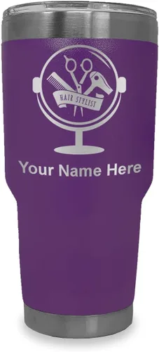 Vista 24 de LaserGram Taza de 20 onzas con aislamiento al vacío, para estilista de cabello, con grabado personalizado incluido (negro) Engraved Gift for Hair