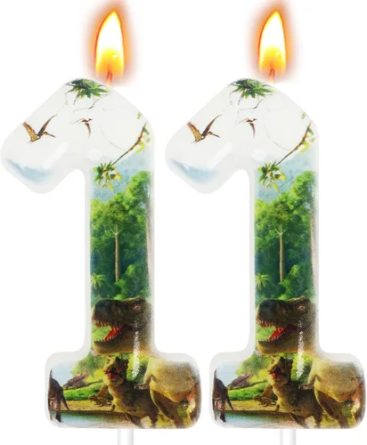 Vista 19 de Velas de cumpleaños de dinosaurios, suministros de decoración de fiesta de dinosaurios, velas de número de cumpleaños para decoración de pastel