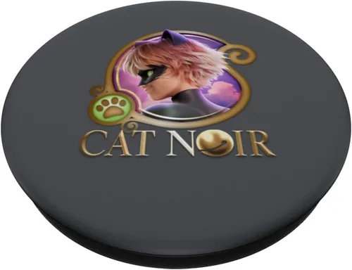 Vista 2 de Miraculous Ladybug The Movie Cat Noir Badge Gold PopSockets intercambiables PopGrip
