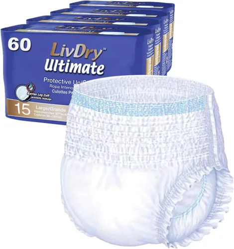 Vista 13 de LivDry Ultimate - Ropa interior para incontinencia para adultos, alta absorción, protección contra fugas, talla S, paquete de 18