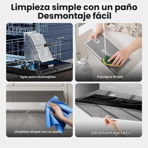 Vista 7 de VIKIO HOME Campana Extractora Bajo Gabinete de 30 Pulgadas, 1200 CFM de Doble Motor para Ventilación de Cocina con Luces LED, Control de Botones