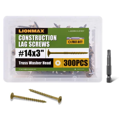 Vista 30 de LIONMAX Tornillos de retraso de 2-1/2 pulgadas, tornillo de madera estructural #14 x 2-1/2, 50 tornillos de construcción resistentes, resistentes a