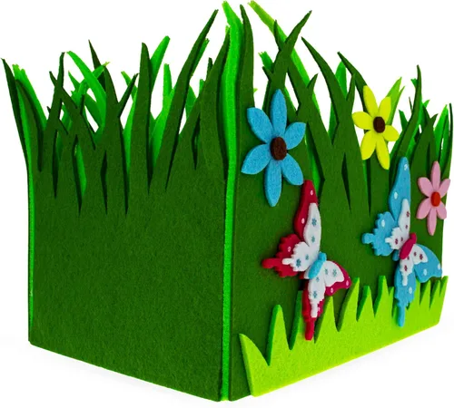 Vista 9 de Juego de 2 centros de mesa decorativos de fieltro de Pascua con flores de primavera y mariposas