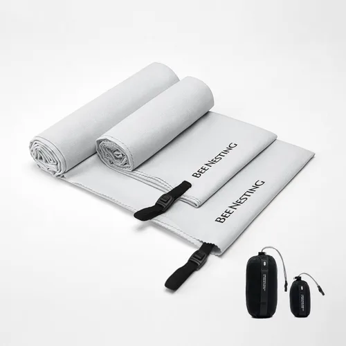 Vista 47 de Bee Nesting Toalla ultraligera de secado rápido – Paquete de 2 toallas de microfibra medianas y pequeñas con bolsillo compacto plegable para viajes