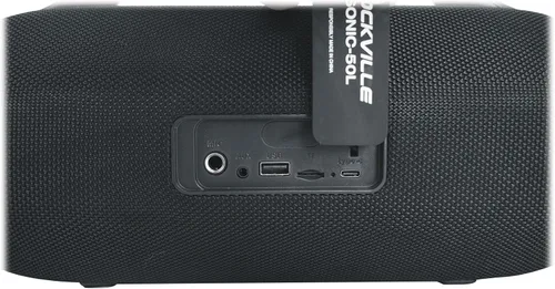 Vista 9 de Rockville SONIC-50L Altavoz Bluetooth portátil, sonido estéreo de 50 W, anillos LED duales, IPX5 resistente al agua, batería de hasta 24 horas, TWS