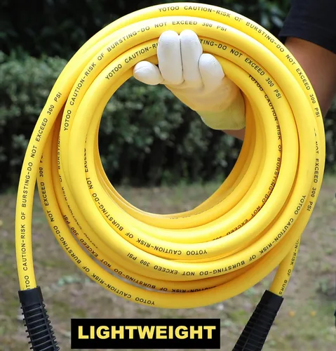 Vista 2 de YOTOO Manguera de aire híbrida de 1/4 pulgadas por 6 pies, 300 PSI, resistente a arrugas, de alta resistencia y ligera, con flexibilidad para todo