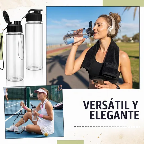 Vista 5 de Maxcheck 30 botellas de agua a granel, estilo clásico, negro 17 Oz Plastic Sports Water Bottles, Flip Top with Handle Strap, Lightweight Leakproof