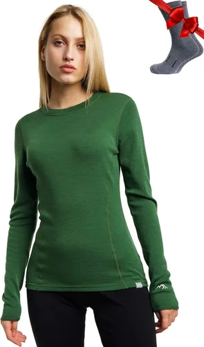 Vista 26 de 100% lana merino capa base mujer - camisa térmica de manga larga con 165 gris carbón