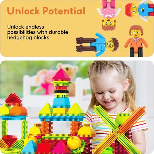 Vista 7 de Picasso Toys Bloques de Erizo 4 Figuras de Personajes de Acción Familiar Juguete para Niños Pequeños Construcción Bloques de Baldosas Paquete
