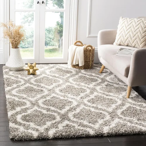 Vista 15 de SAFAVIEH Hudson Shag Collection - Alfombra decorativa de 2 x 3 pies, diseño marroquí, color gris y marfil, no desprende pelusa y de fácil cuidado, 2