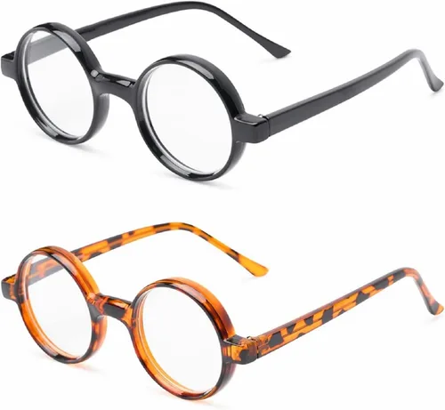 Vista 10 de The Wizard - Gafas de lectura redondas estilo nerd, lectores totalmente redondos, tortuga negra y marrón