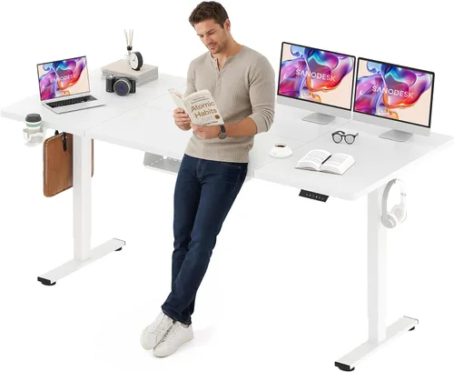 Vista 43 de SANODESK Escritorio Eléctrico de Pie de 40 x 24 pulgadas, Superficie de Una Pieza, Escritorio de Altura Ajustable con Controlador de 6 Botones Marco