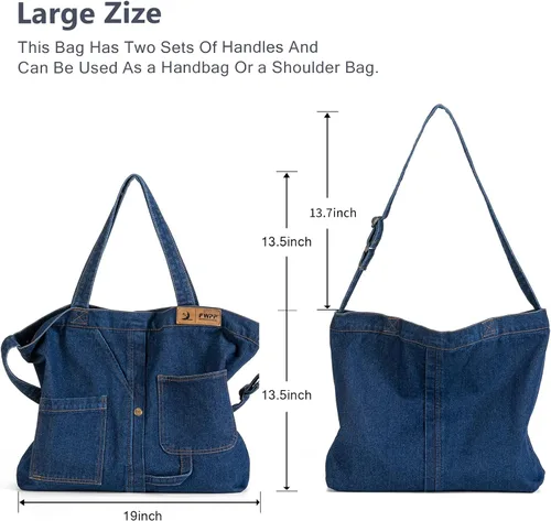 Vista 4 de FWPP Bolsos de mezclilla para mujer, estilo casual, para la escuela, oficina, viajes
