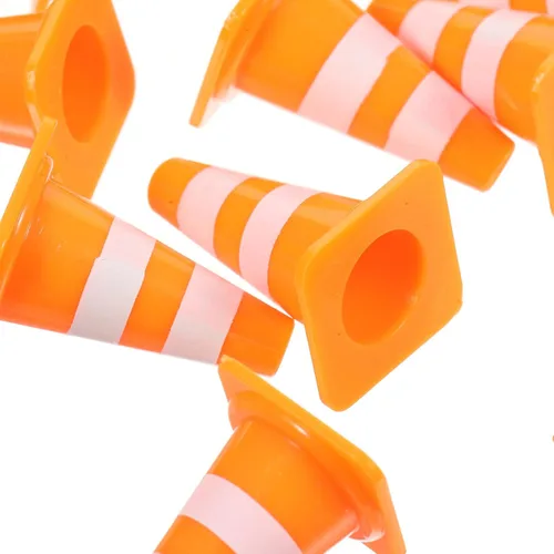 Vista 8 de 30 piezas de conos de tráfico mini, conos mini de 1 pulgada naranja pequeños para señalización de bloqueo de carretera en construcción, juguetes