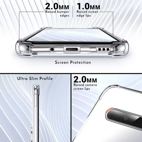 Vista 2 de Silverback - Carcasa transparente para LG V60 ThinQ con soporte de anillo TPU suave protector, parachoques amortiguador, a prueba de golpes