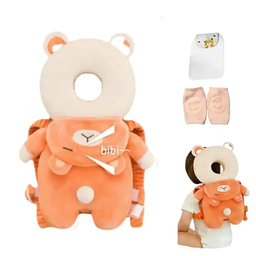 Vista 6 de Mochila protectora de cabeza de bebé, mochila de protección para la cabeza del bebé con rodilleras para bebé, función de alarma para caminar y Corgi