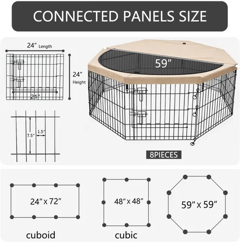 Vista 65 de PETIME - Corral plegable de metal para ejercicio de perros/Parque de juegos para cachorros con 8 paneles para interior/exterior, valla de patio